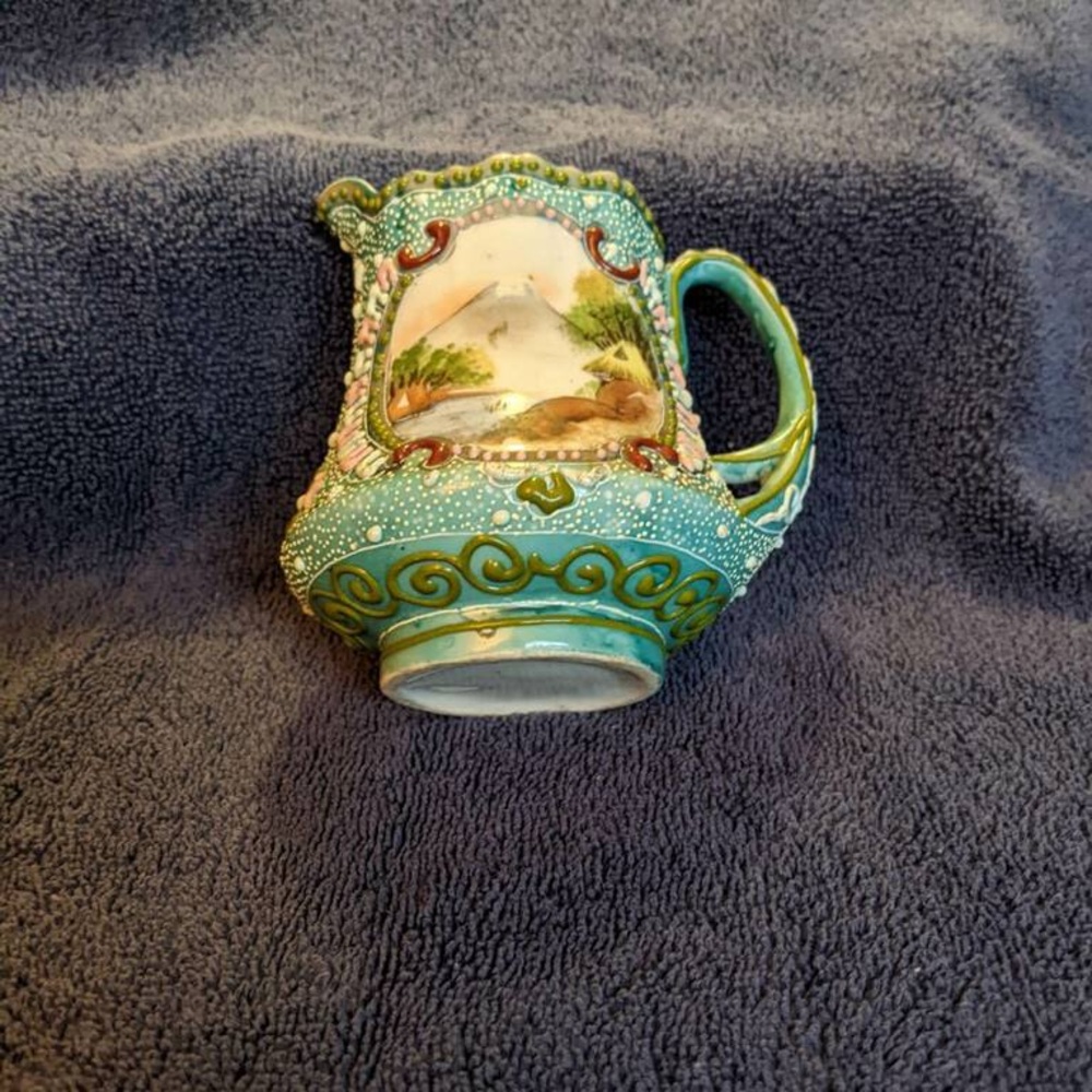 Antique Japanese Moriage Inspired Cream Pitcher Nippon Circa 1920